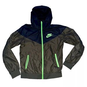 Rare Nike Windrunner Jacket Windbreaker Nylon Glanz Army Green Black